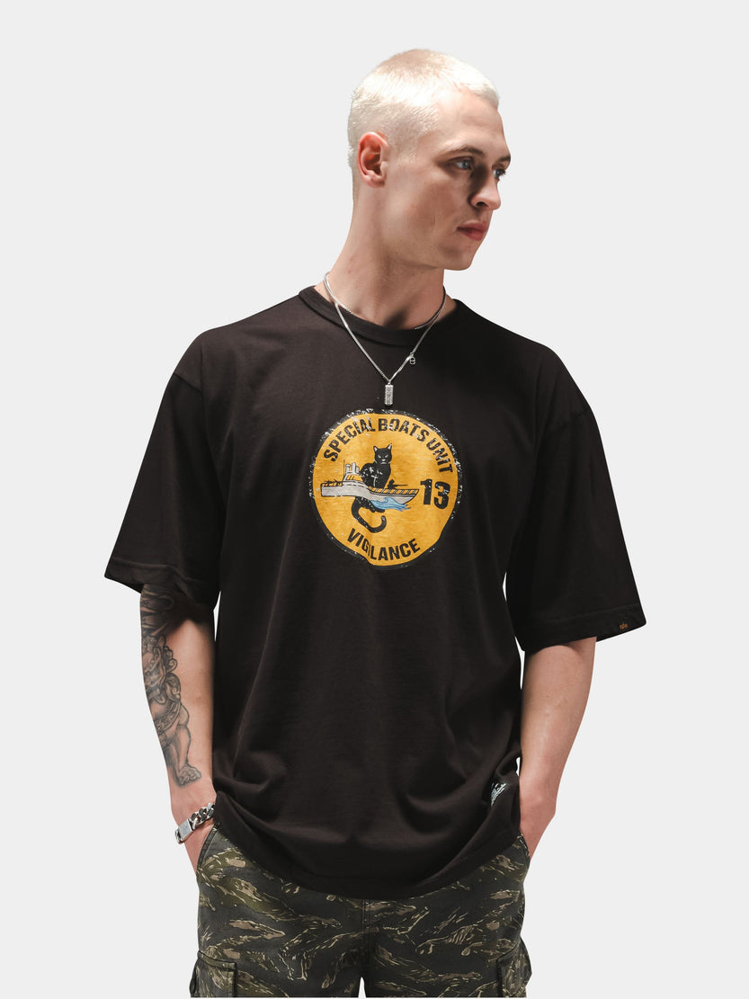RELAXED BLACK CAT TEE TOPS Alpha Industries 