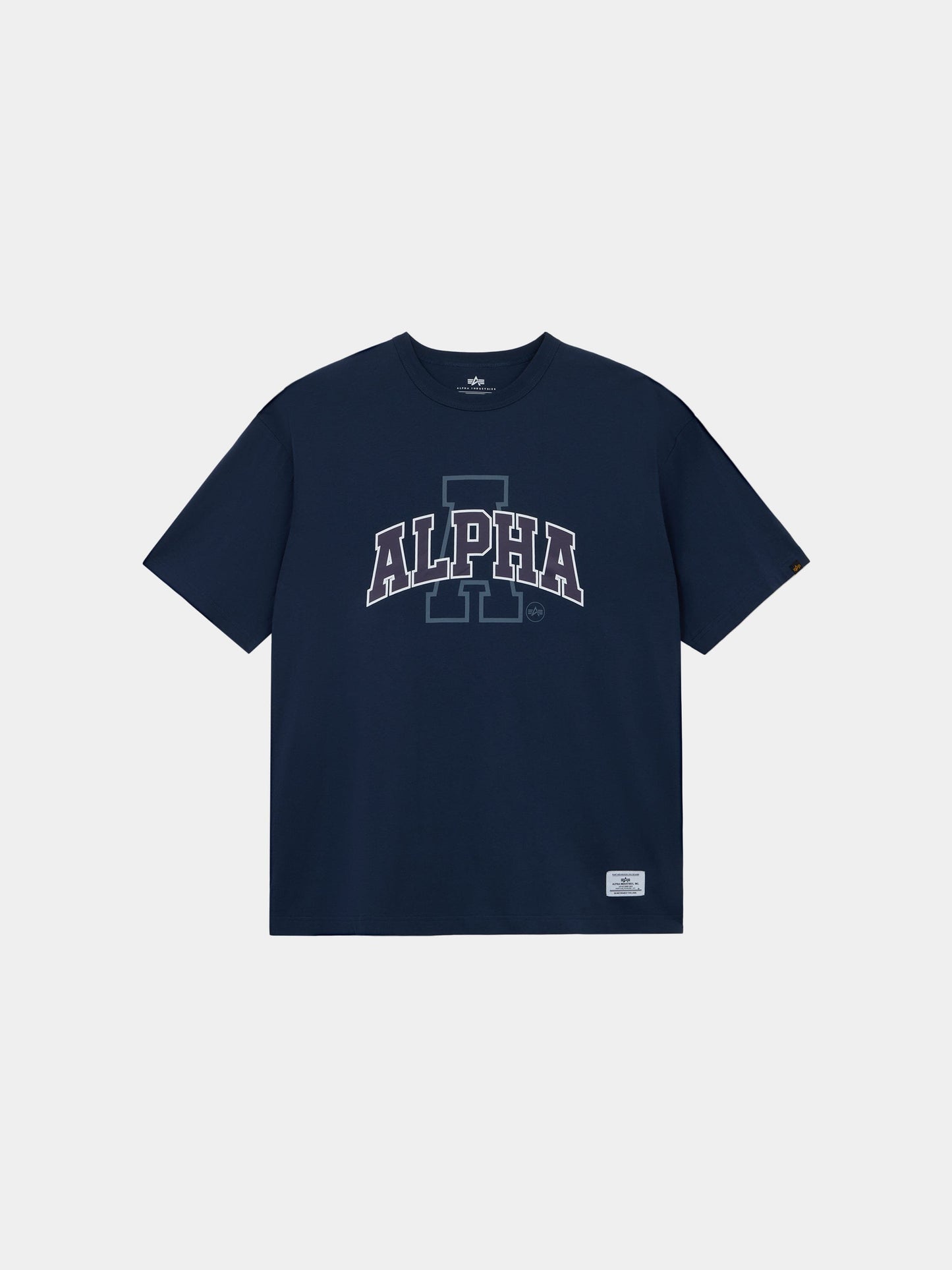 RELAXED COLLEGIATE A TEE TOPS Alpha Industries REPLICA BLUE XS 