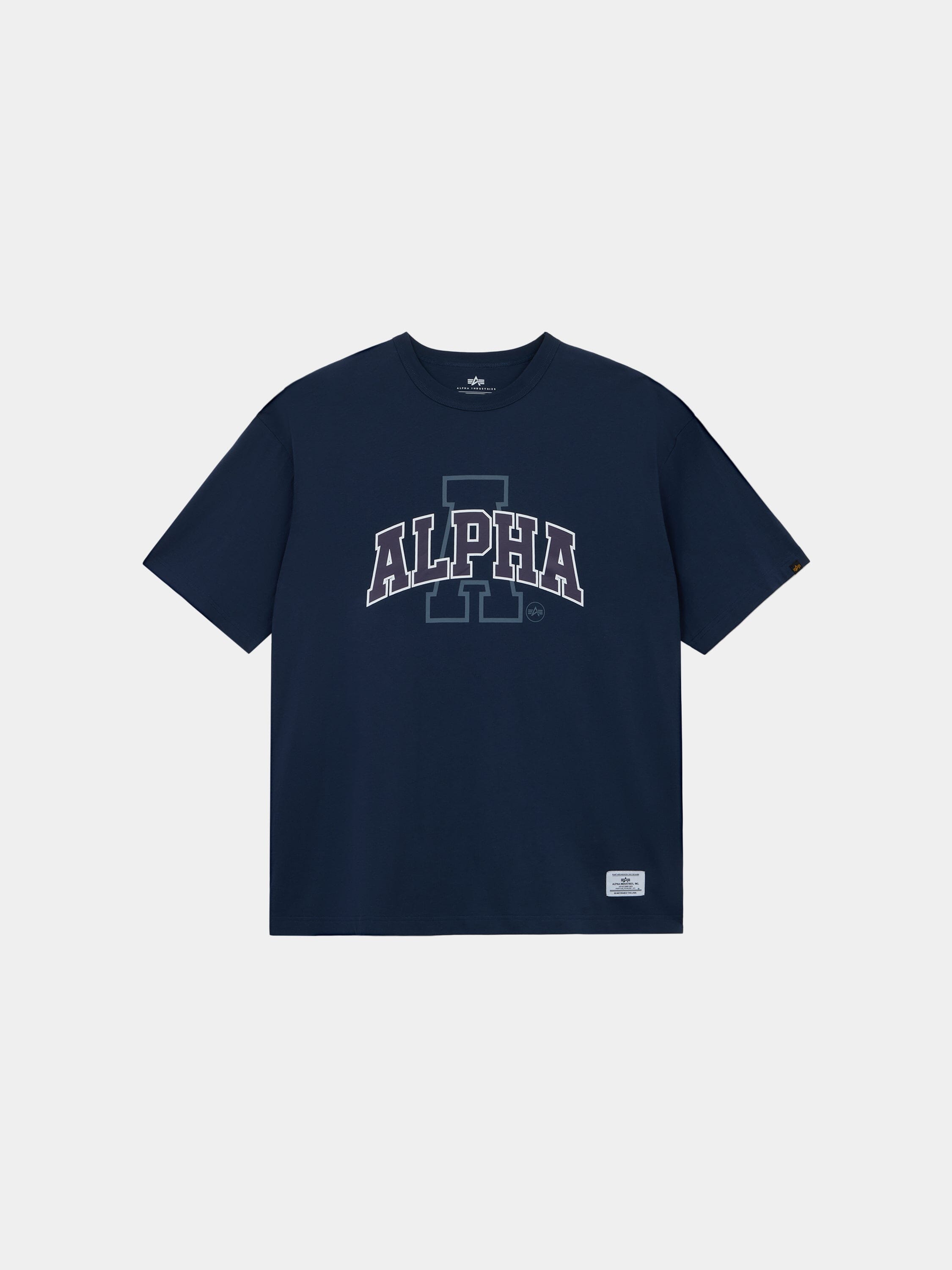 RELAXED COLLEGIATE A TEE TOPS Alpha Industries REPLICA BLUE XS 