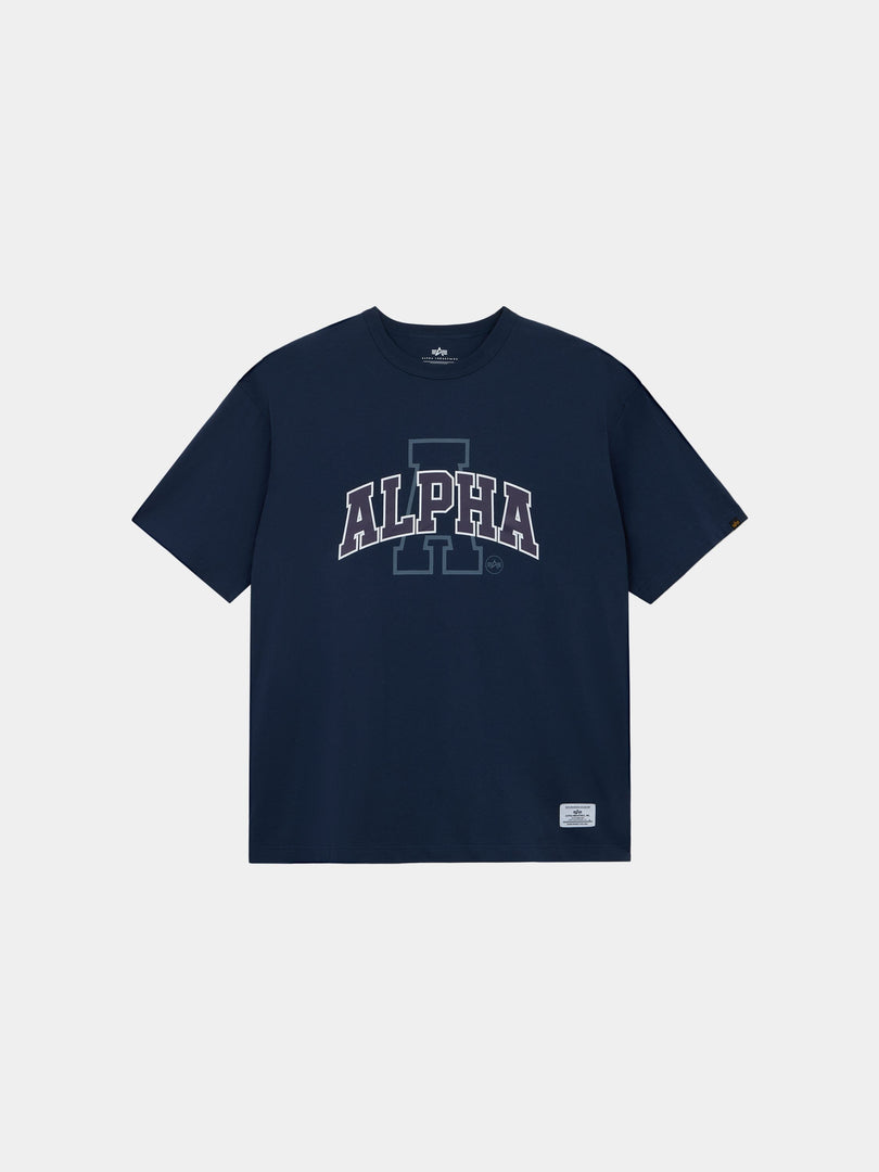 RELAXED COLLEGIATE A TEE TOPS Alpha Industries REPLICA BLUE XS 