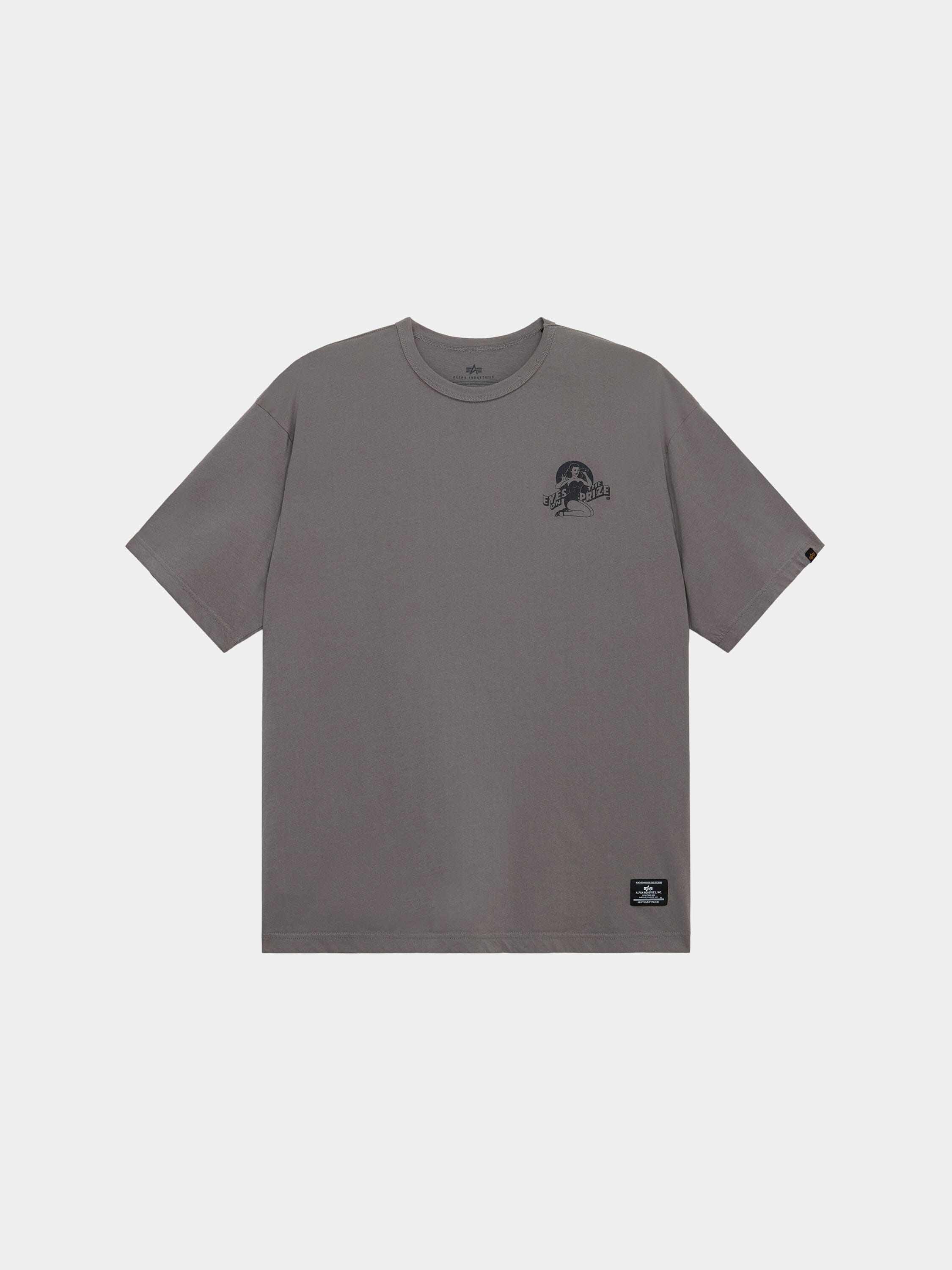 RELAXED EYES ON THE PRIZE TEE TOPS Alpha Industries MID GRAY XS 