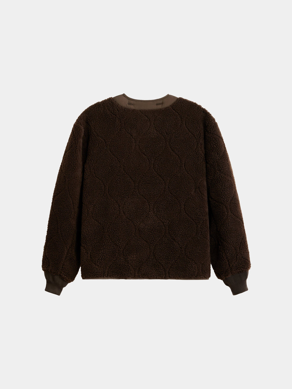 Alpha Industries Reversible M-65 Quilted Liner, brown, long-sleeve fleece with ribbed cuffs and collar, reversible quilted liner.