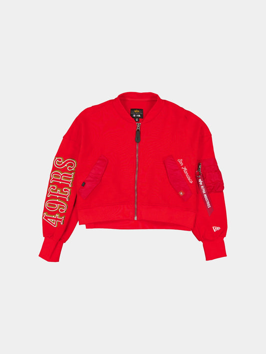 SAN FRANCISCO 49ERS X ALPHA X NEW ERA L-2B FRENCH TERRY JACKET WOMENS OUTERWEAR Alpha Industries RED XS 