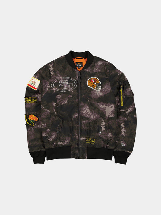 SAN FRANCISCO 49ERS X ALPHA X NEW ERA MA-1 BOMBER JACKET (BLACK CAMO) OUTERWEAR Alpha Industries BLACK S 