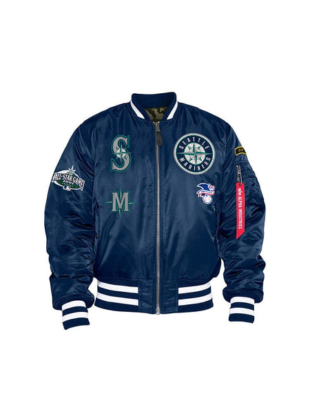 SEATTLE MARINERS X ALPHA X NEW ERA MA-1 BOMBER JACKET OUTERWEAR Alpha Industries REPLICA BLUE S 