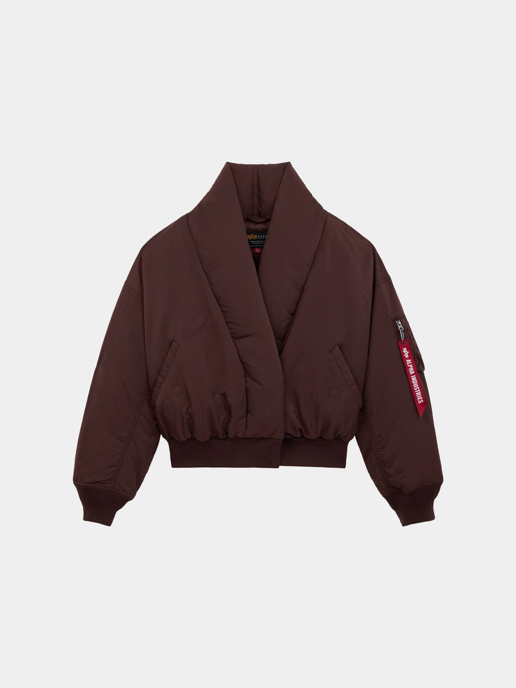 SHAWL COLLAR BOMBER JACKET WOMENS OUTERWEAR Alpha Industries COCOA XS 