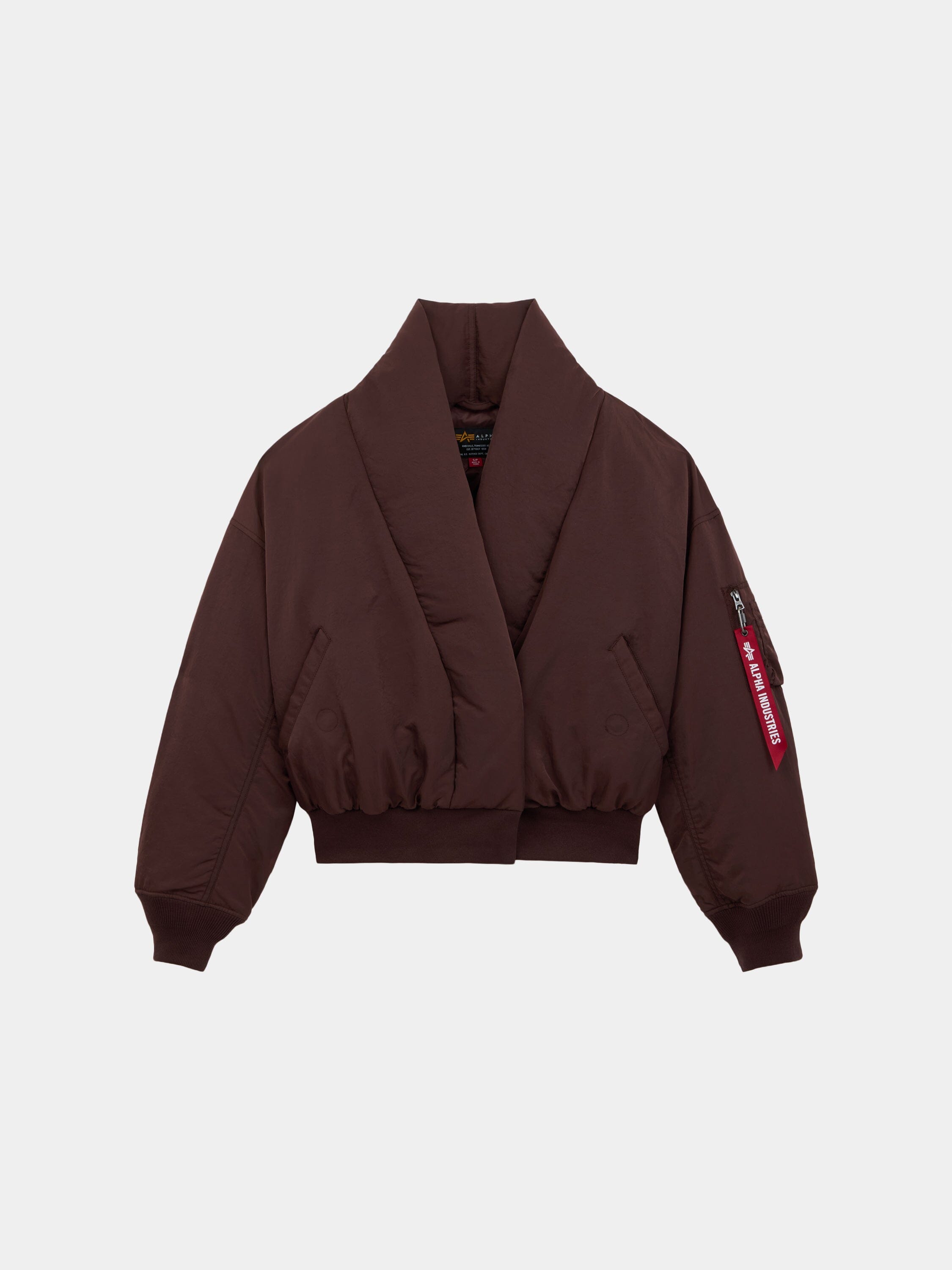 SHAWL COLLAR BOMBER JACKET WOMENS OUTERWEAR Alpha Industries COCOA XS 