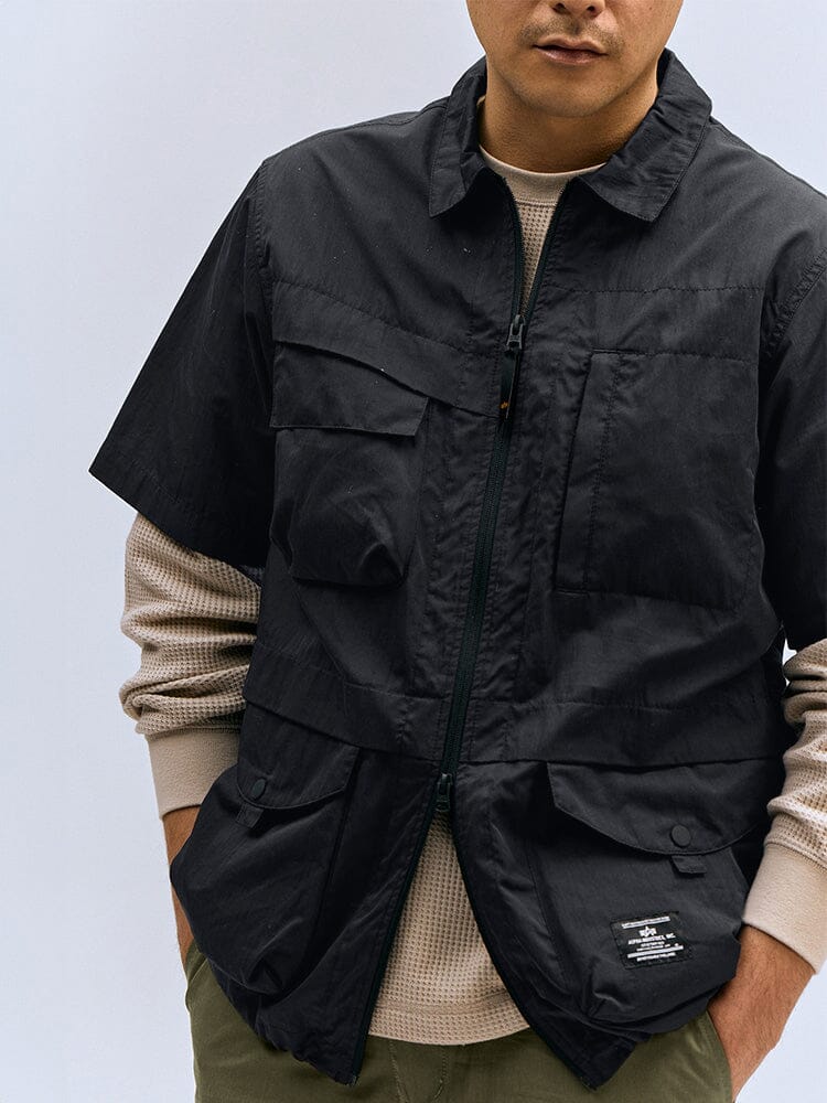 SHORT SLEEVE MULTI POCKET ZIPPERED SHIRT JACKET OUTERWEAR Alpha Industries 