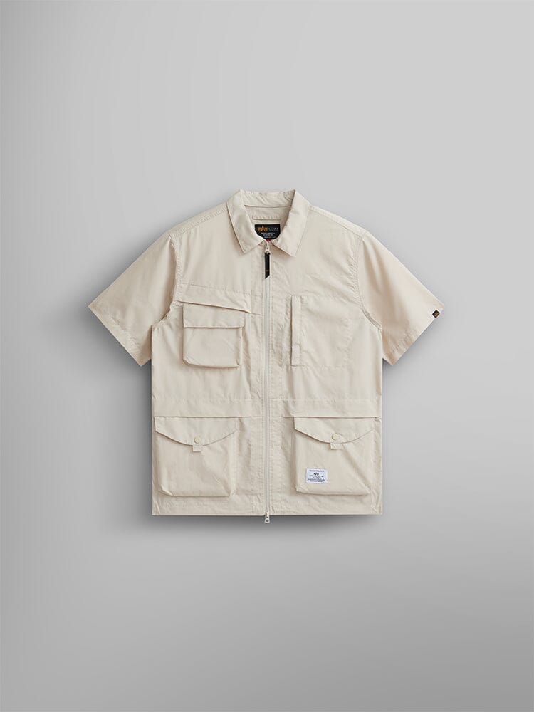 SHORT SLEEVE MULTI POCKET ZIPPERED SHIRT JACKET OUTERWEAR Alpha Industries LIMESTONE XS 