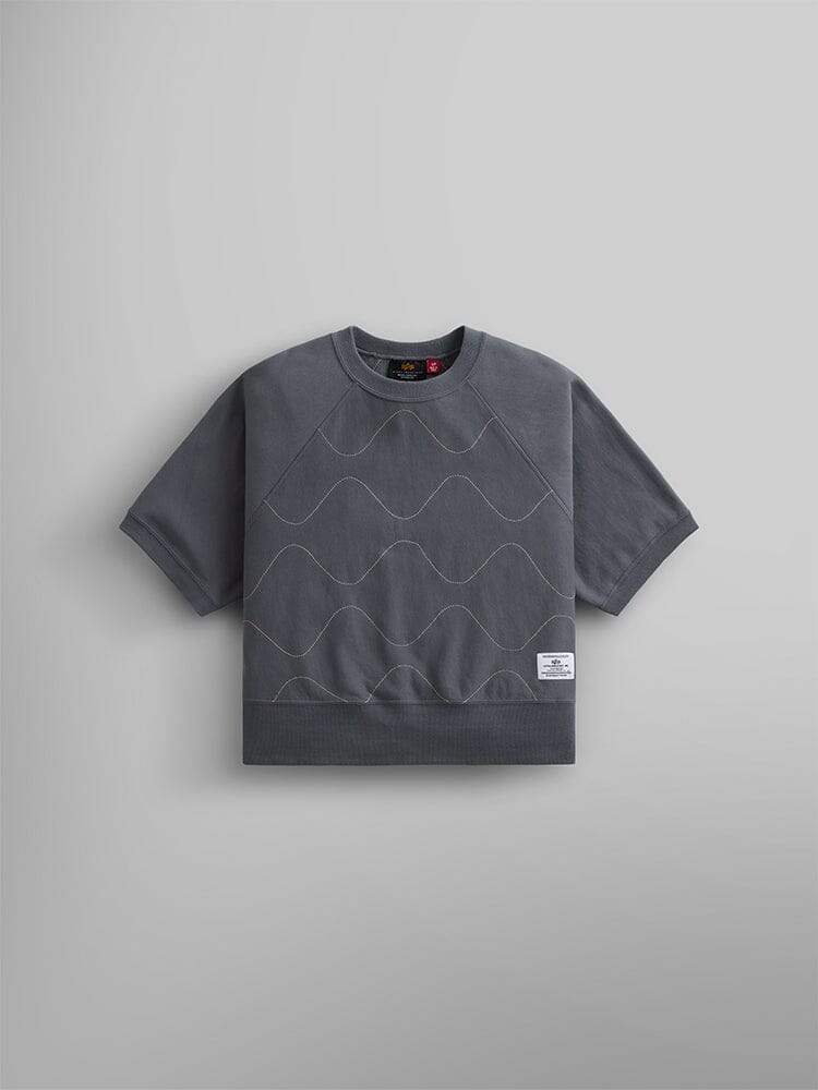 SHORT SLEEVE QUILTED SWEATSHIRT W TOP Alpha Industries AIRCRAFT GRAY XS 