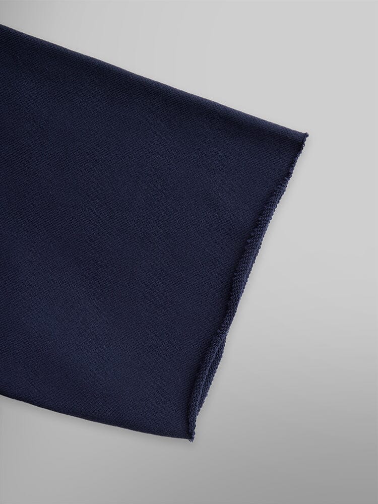 Alpha Industries Short Sleeve Sweatshirt, dark navy blue, unfinished sleeve hem with visible stitching.