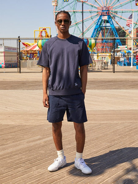 Alpha Industries Short Sleeve Sweatshirt, navy, cotton, ribbed cuffs, crew neck.