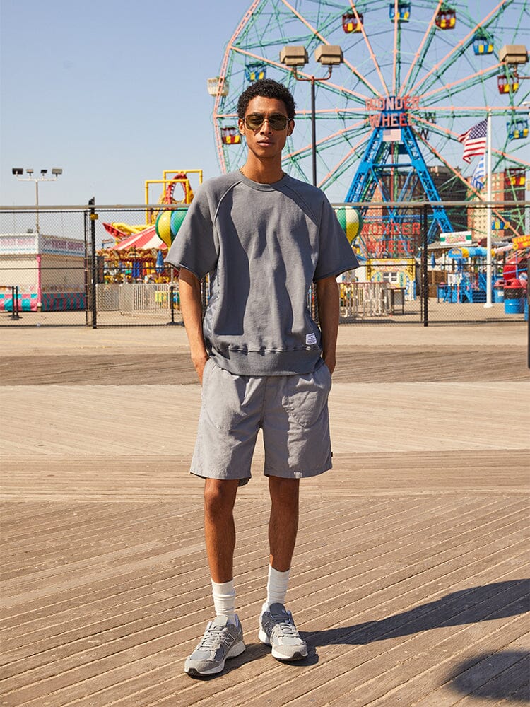 Alpha Industries Short Sleeve Sweatshirt, gray cotton, ribbed cuffs, crew neck.