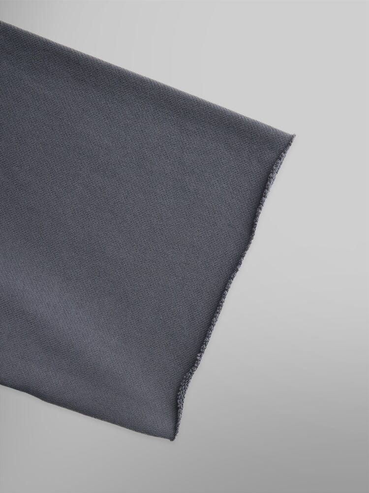 Alpha Industries Short Sleeve Sweatshirt, gray fabric, raw unfinished edge.