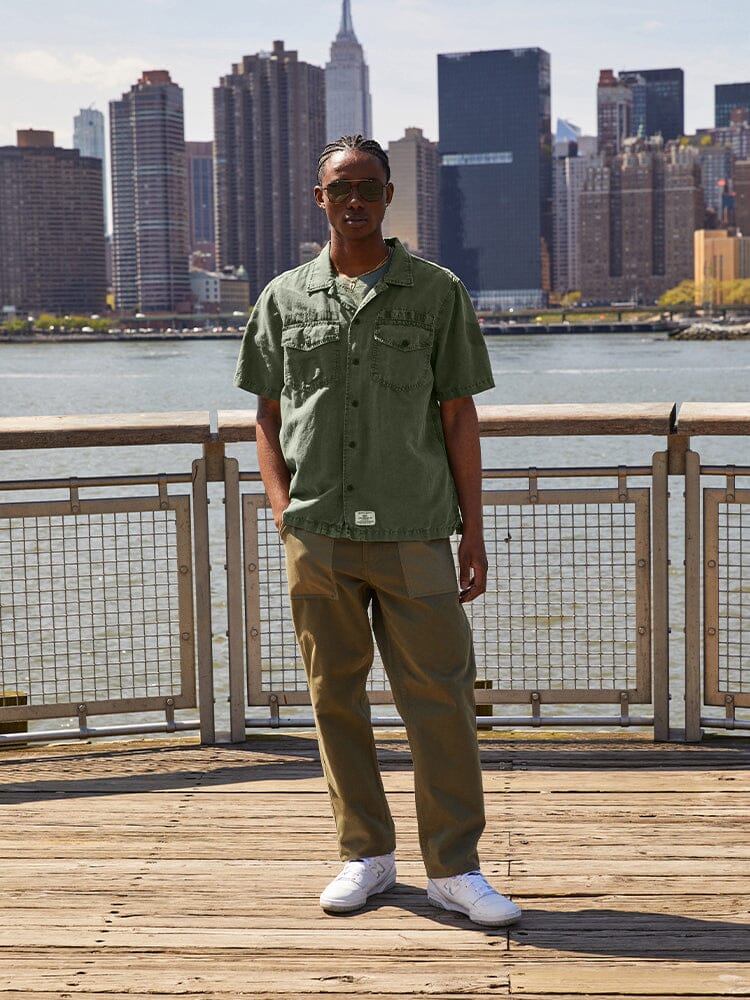 SHORT SLEEVE WASHED FATIGUE SHIRT JACKET OUTERWEAR Alpha Industries 