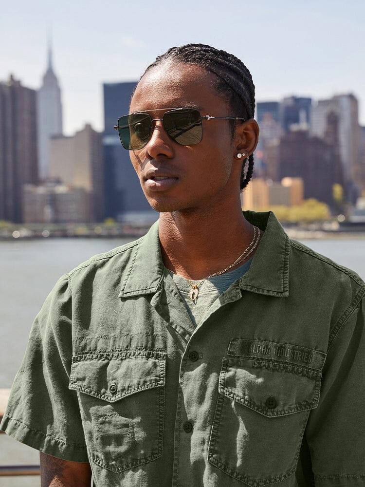 SHORT SLEEVE WASHED FATIGUE SHIRT JACKET OUTERWEAR Alpha Industries 