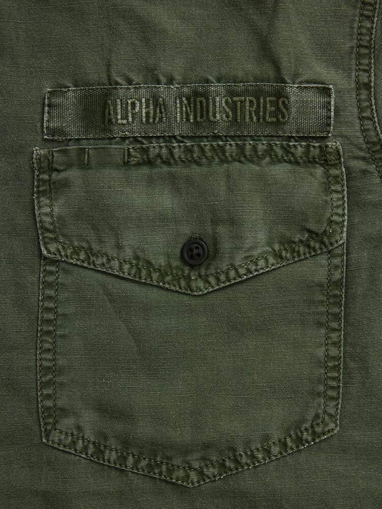 SHORT SLEEVE WASHED FATIGUE SHIRT JACKET OUTERWEAR Alpha Industries 