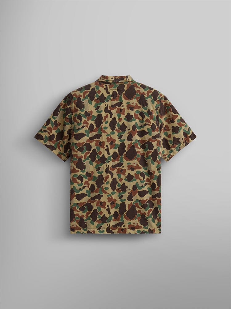 Short Sleeve Washed Fatigue Shirt Jacket (Frogskin, OG-107 Green