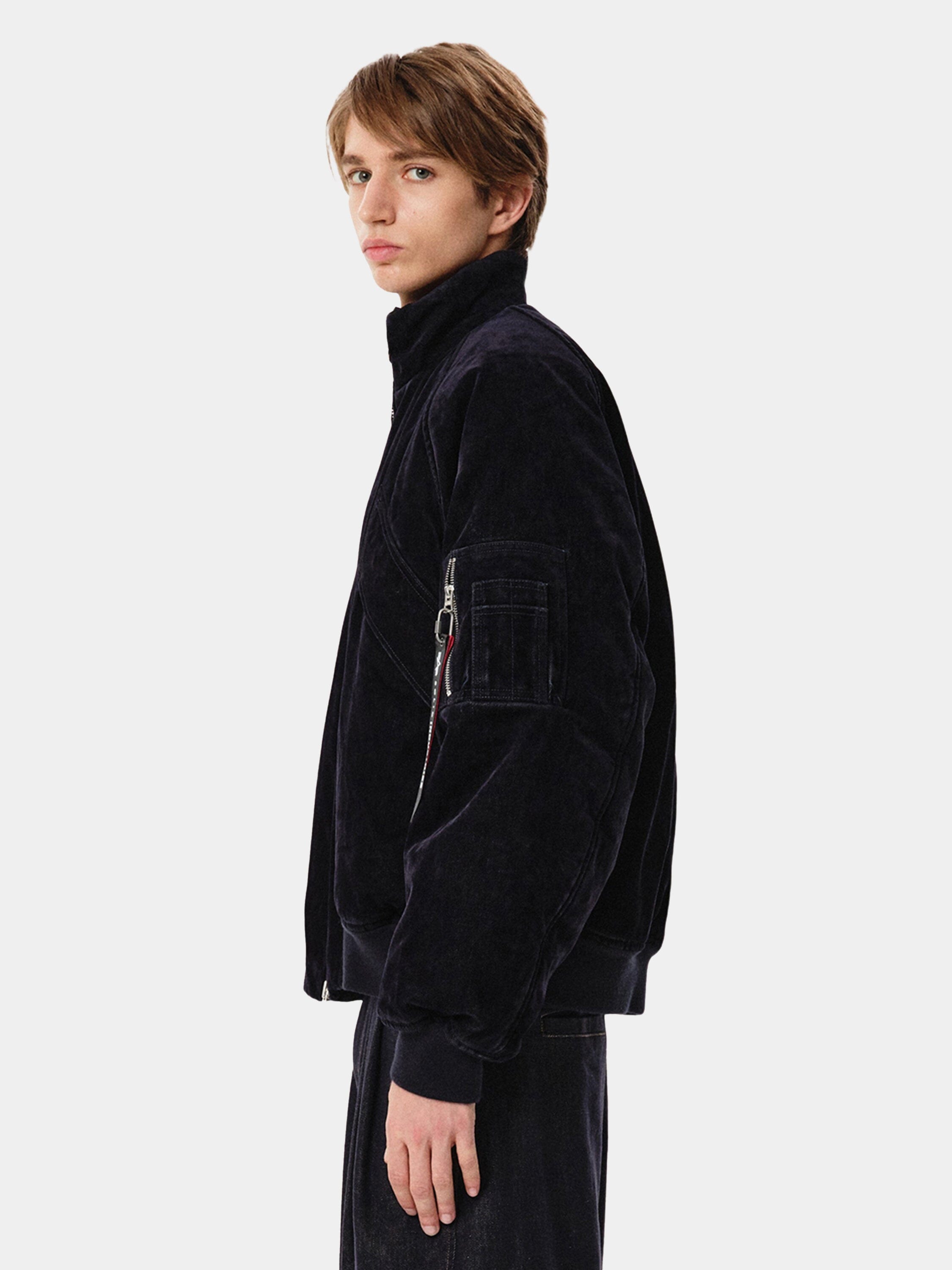 Solid Homme X Alpha Velvet Denim MA-1 Jacket | Alpha Industries