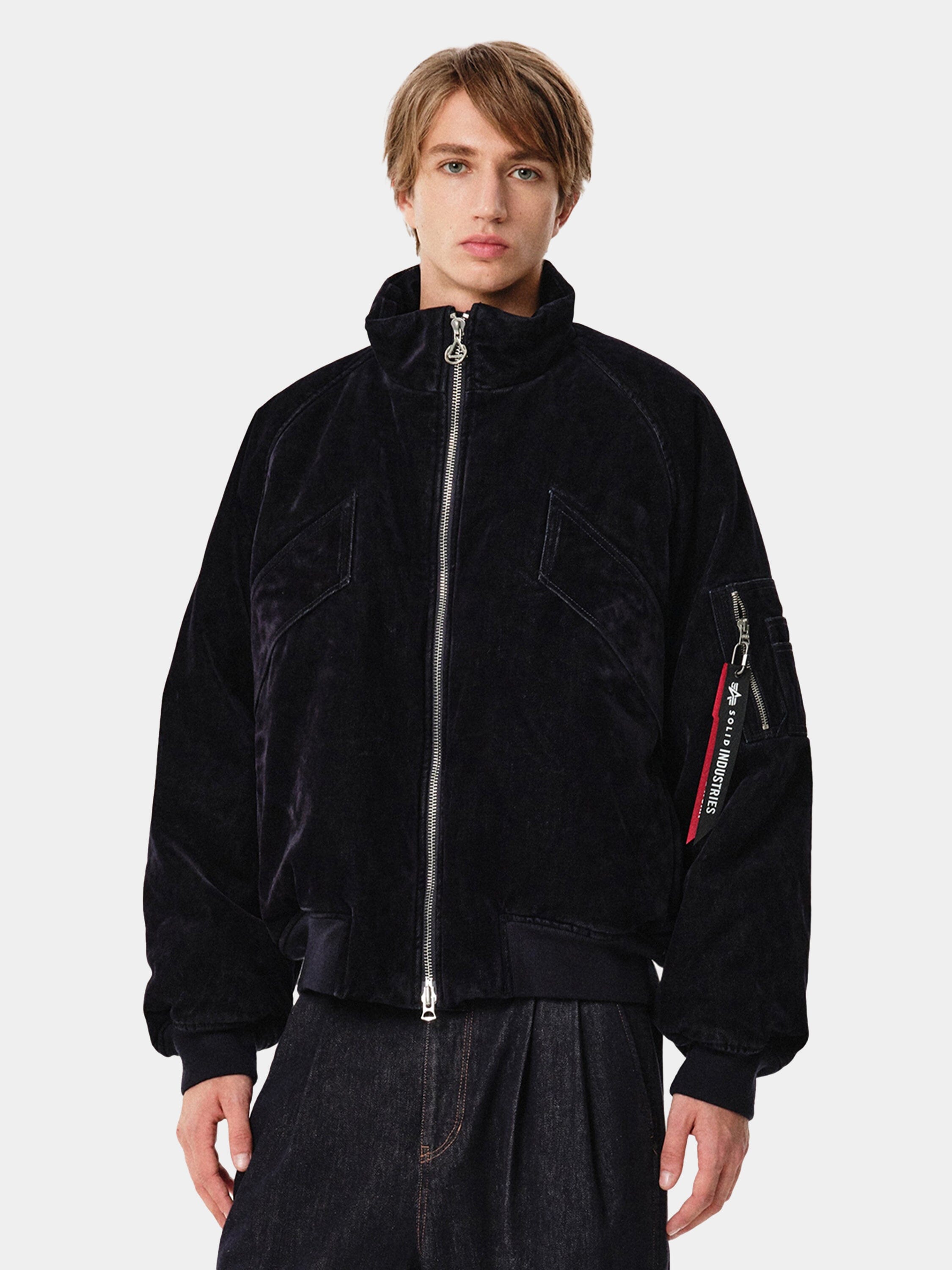 Solid Homme X Alpha Velvet Denim MA-1 Jacket | Alpha Industries