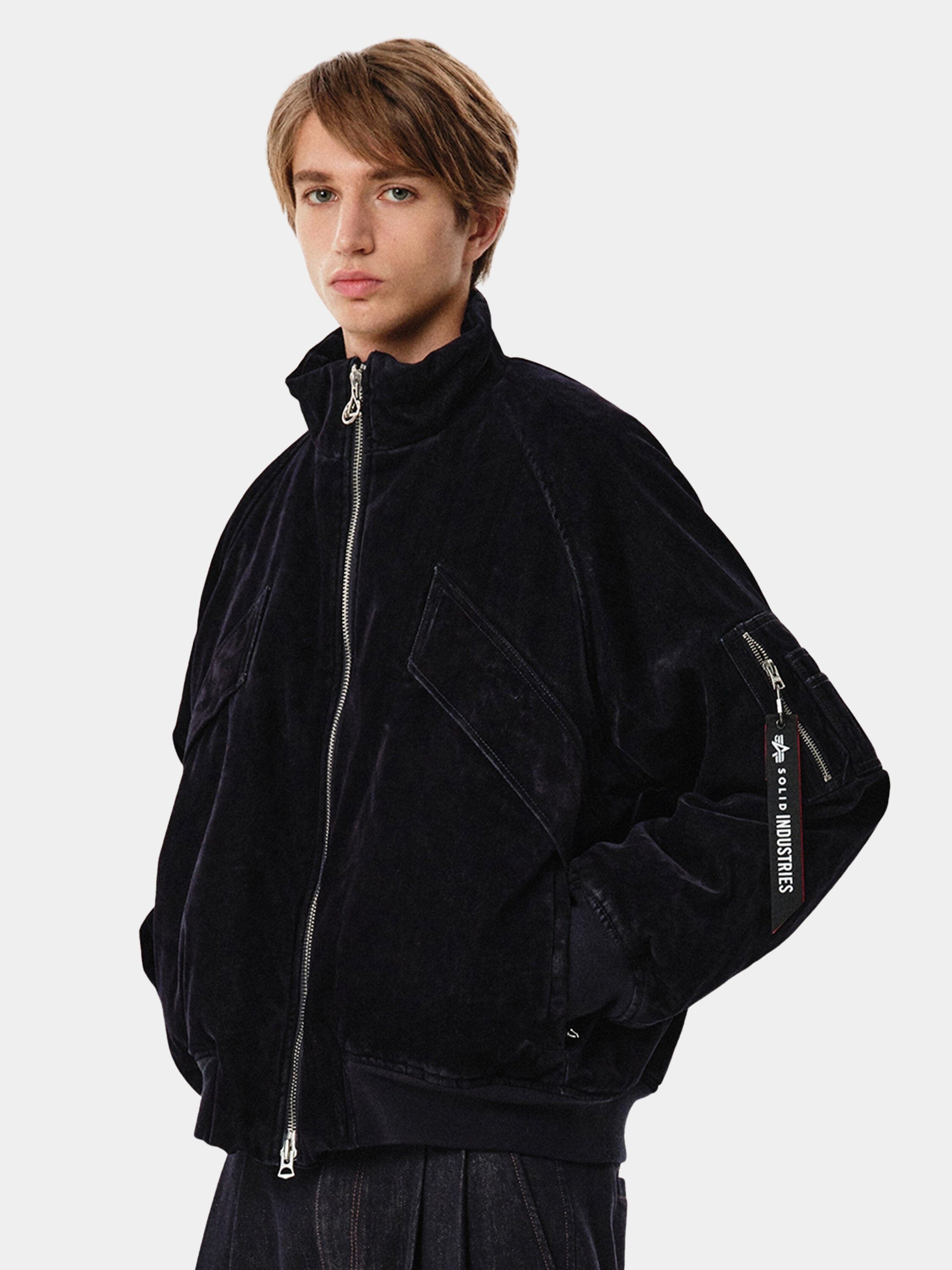 Solid Homme X Alpha Velvet Denim MA-1 Jacket | Alpha Industries