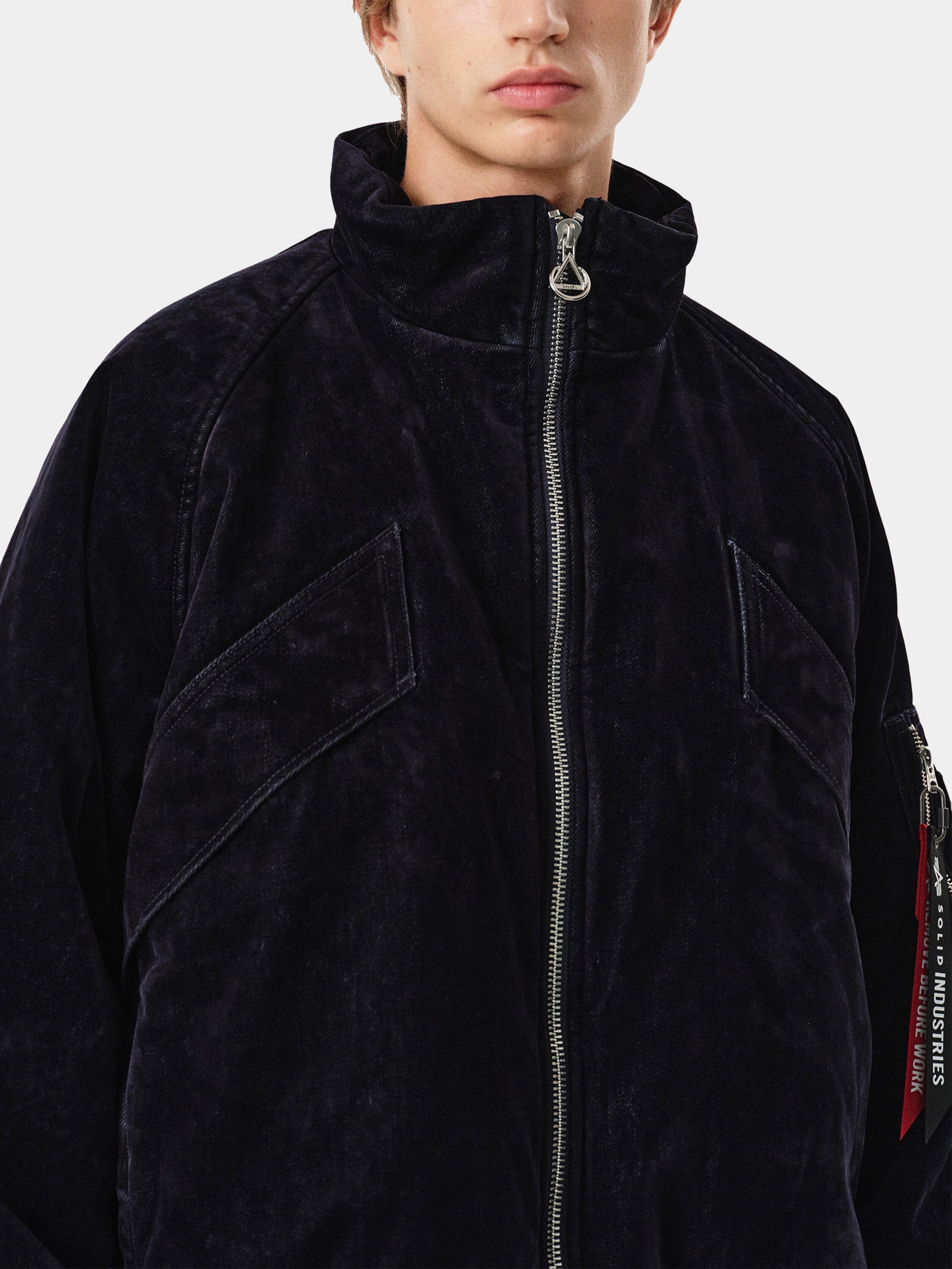Solid Homme X Alpha Velvet Denim MA-1 Jacket | Alpha Industries