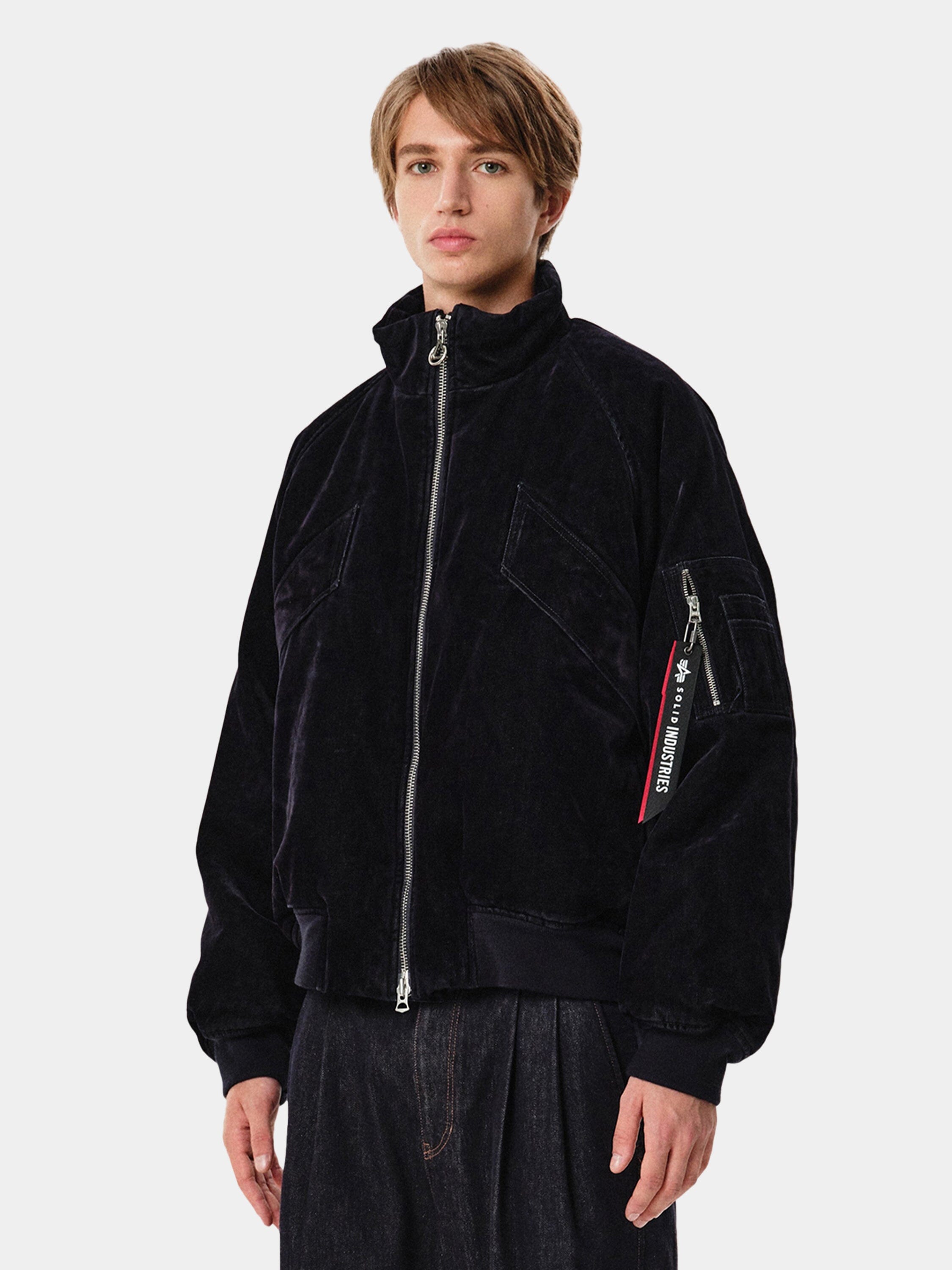 Solid Homme X Alpha Velvet Denim MA-1 Jacket | Alpha Industries