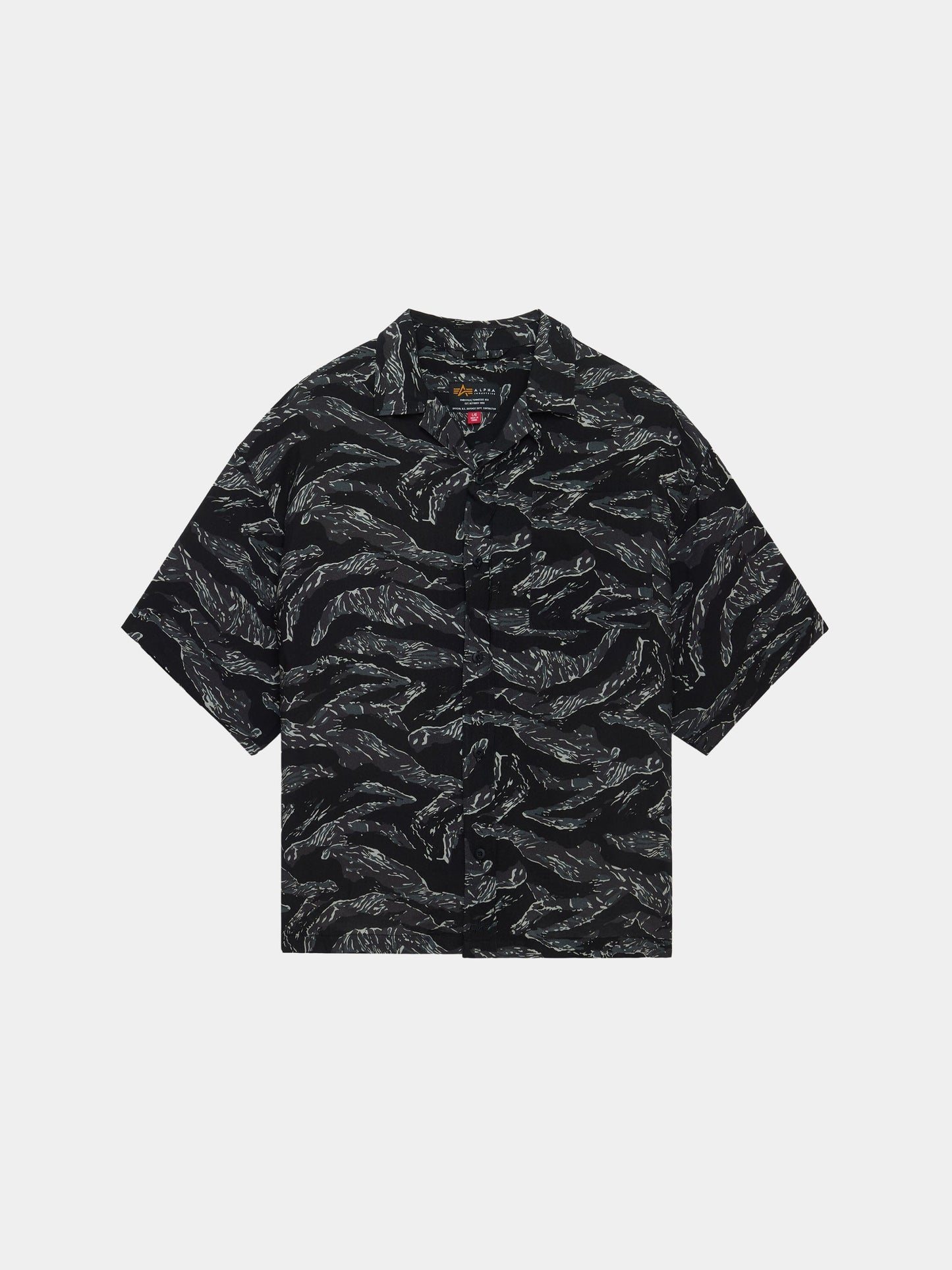 SS CAMO RELAXED CAMP SHIRT TOPS Alpha Industries GRAY TIGER CAMO XXS 