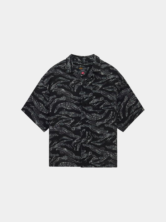 SS CAMO RELAXED CAMP SHIRT TOPS Alpha Industries GRAY TIGER CAMO XXS 