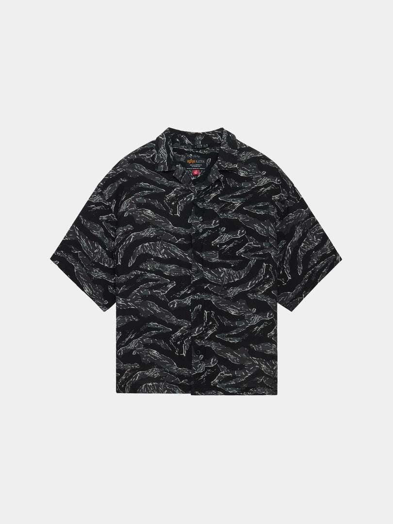 SS CAMO RELAXED CAMP SHIRT TOPS Alpha Industries GRAY TIGER CAMO XXS 