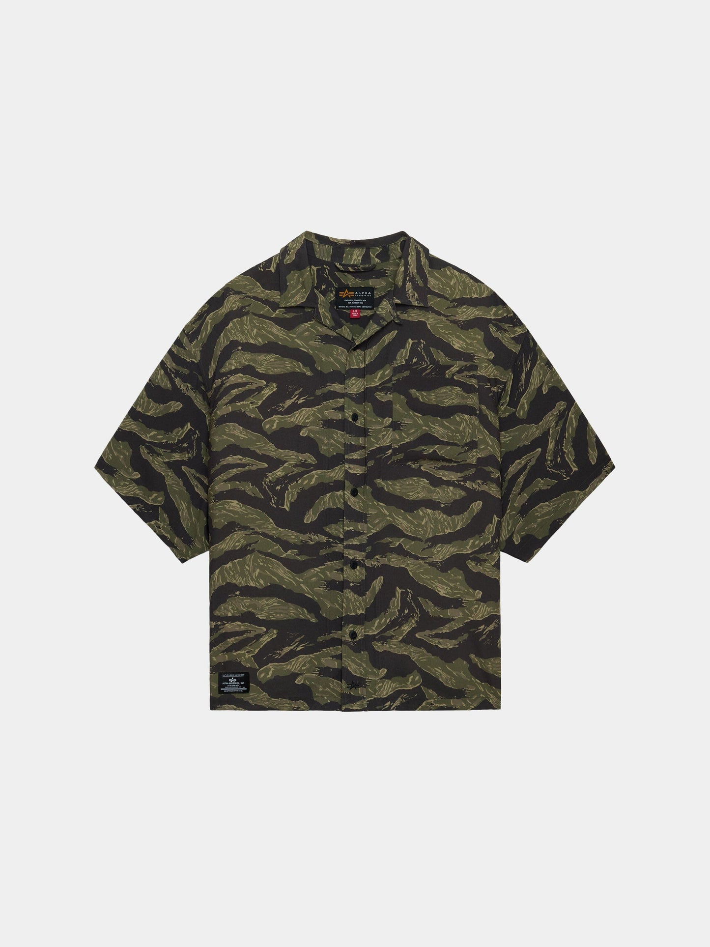 SS CAMO RELAXED CAMP SHIRT TOPS Alpha Industries TIGER CAMO XXS 