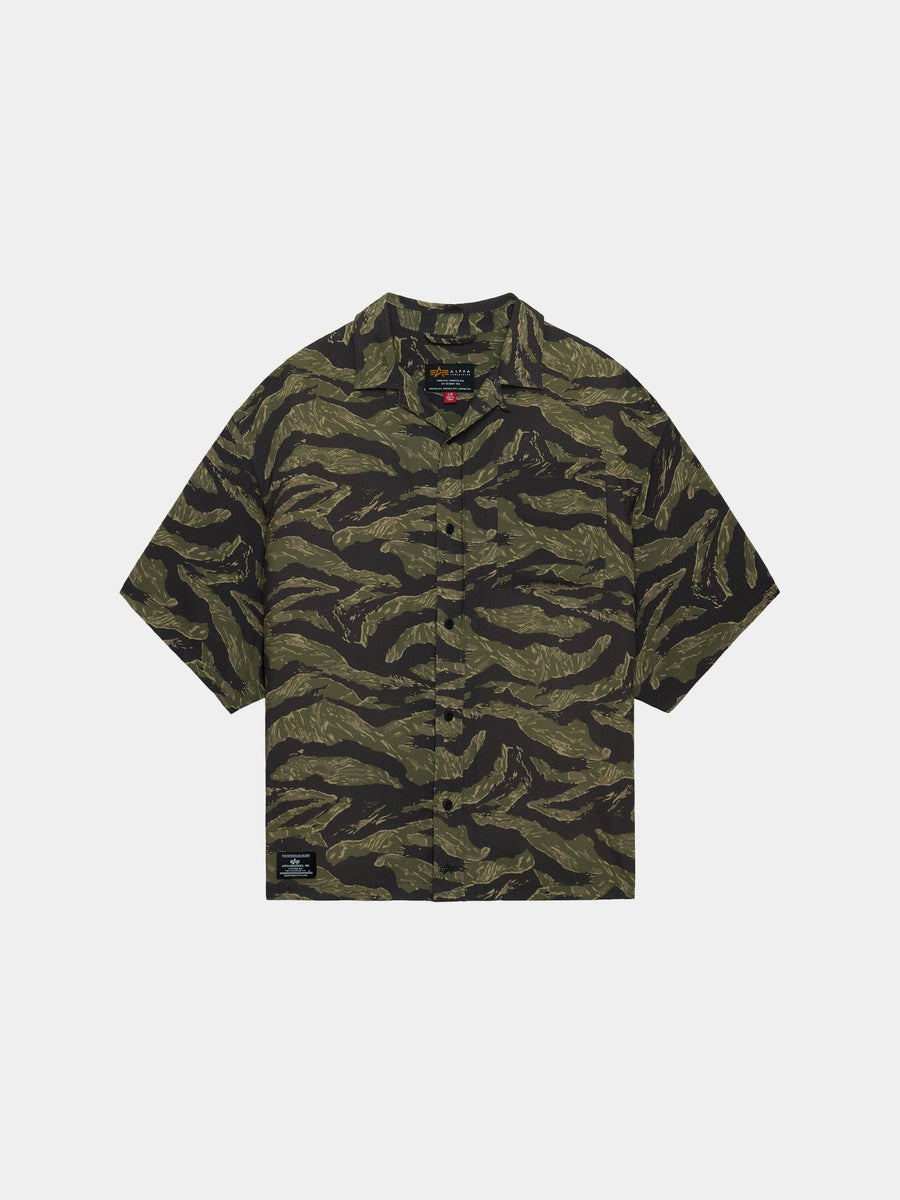 SS CAMO RELAXED CAMP SHIRT TOPS Alpha Industries TIGER CAMO XXS 