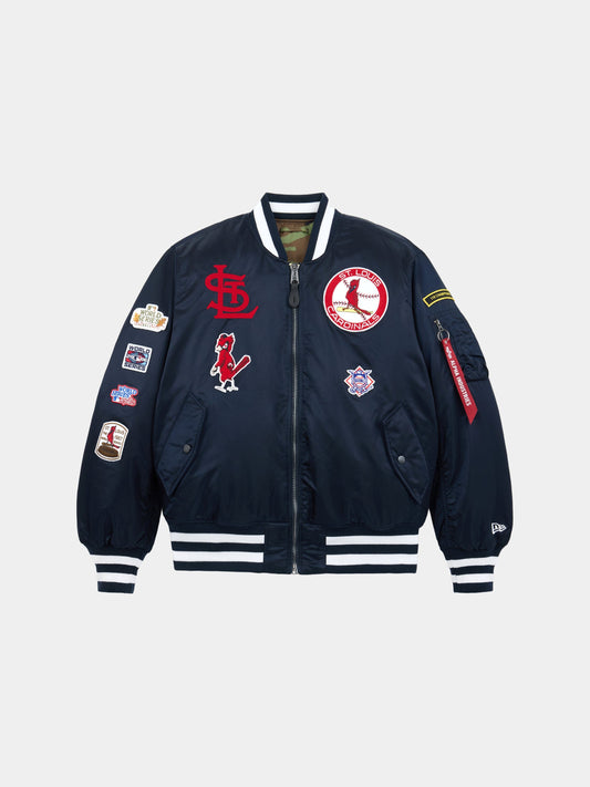 ST. LOUIS CARDINALS X ALPHA X NEW ERA MA-1 BOMBER JACKET OUTERWEAR Alpha Industries REPLICA BLUE XS 