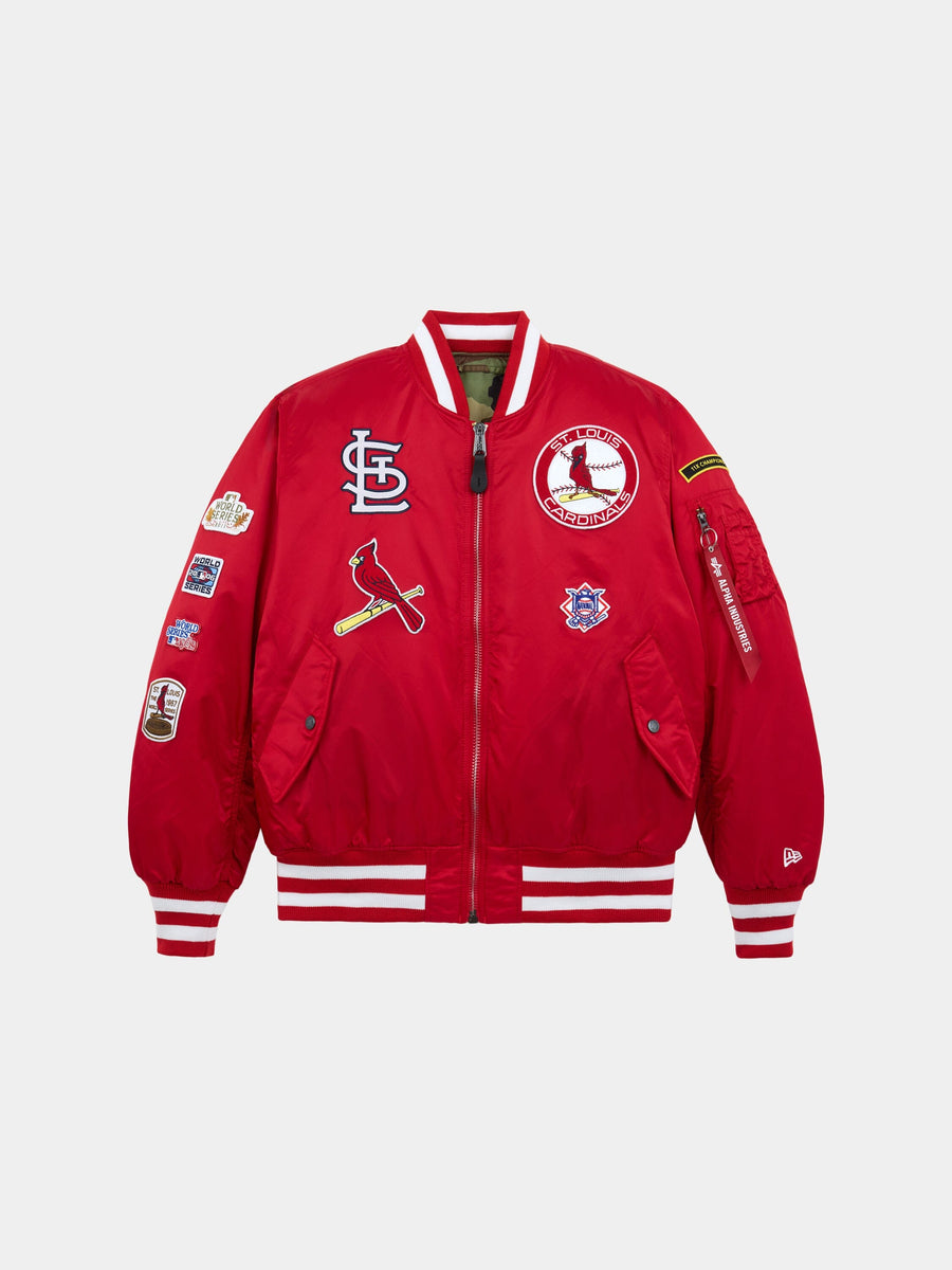 ST. LOUIS CARDINALS X ALPHA X NEW ERA MA-1 BOMBER JACKET (SPEED RED) OUTERWEAR Alpha Industries SPEED RED XS 