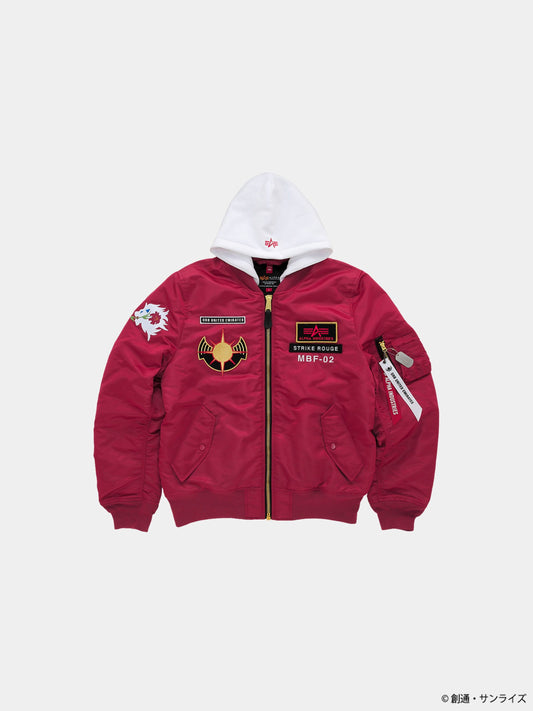 STRICT-G GUNDAM X ALPHA X CAGALLI YULA ATHHA MA-1 BOMBER JACKET COLLAB Alpha Industries RED S 