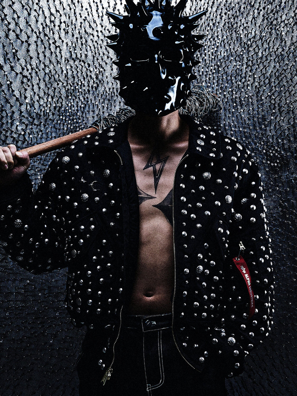 THUG CLUB X ALPHA CWU 45/P ALL OVER RIVET JACKET COLLAB Alpha Industries 
