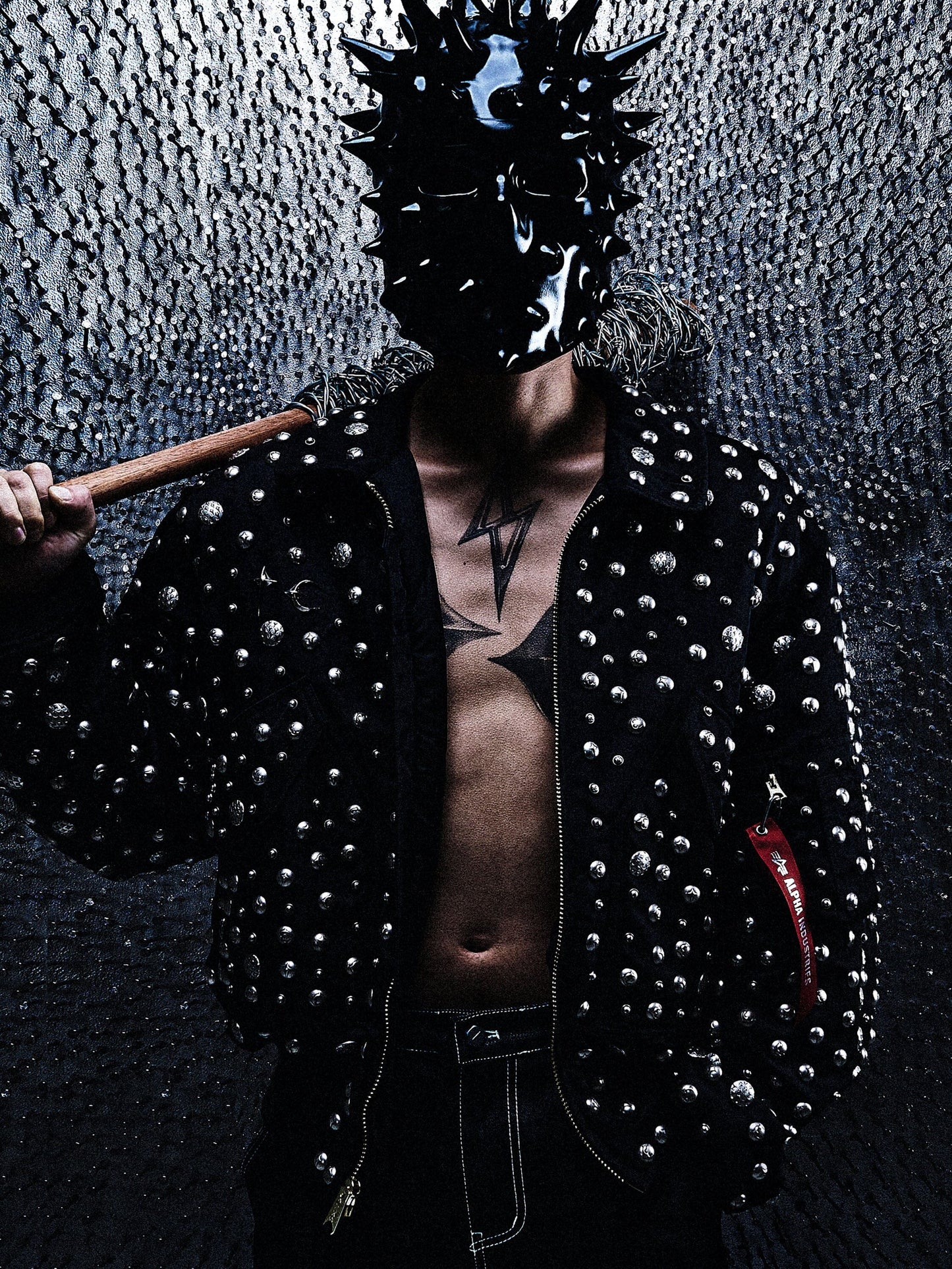 THUG CLUB X ALPHA CWU 45/P ALL OVER RIVET JACKET COLLAB Alpha Industries 