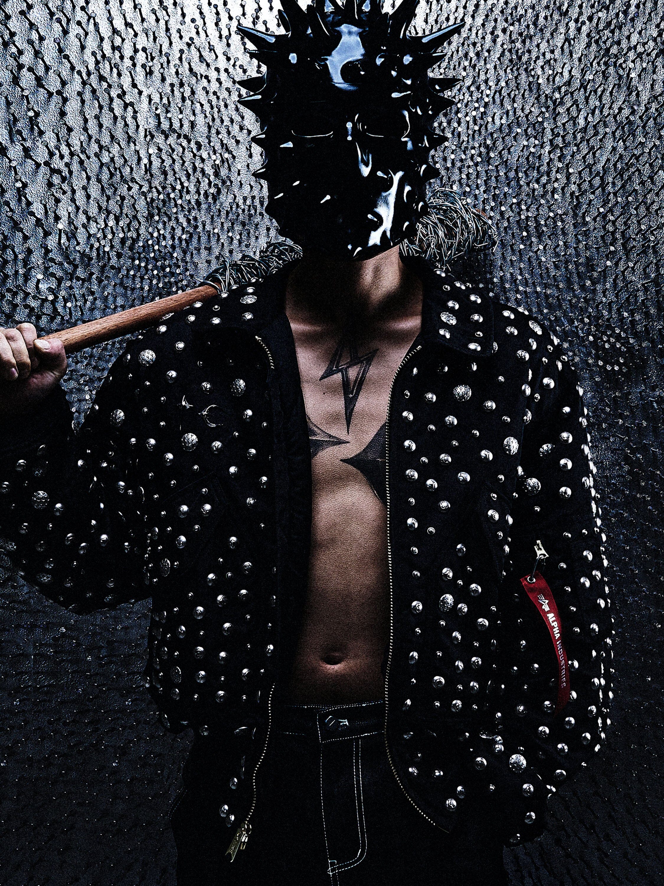 THUG CLUB X ALPHA CWU 45/P ALL OVER RIVET JACKET COLLAB Alpha Industries 