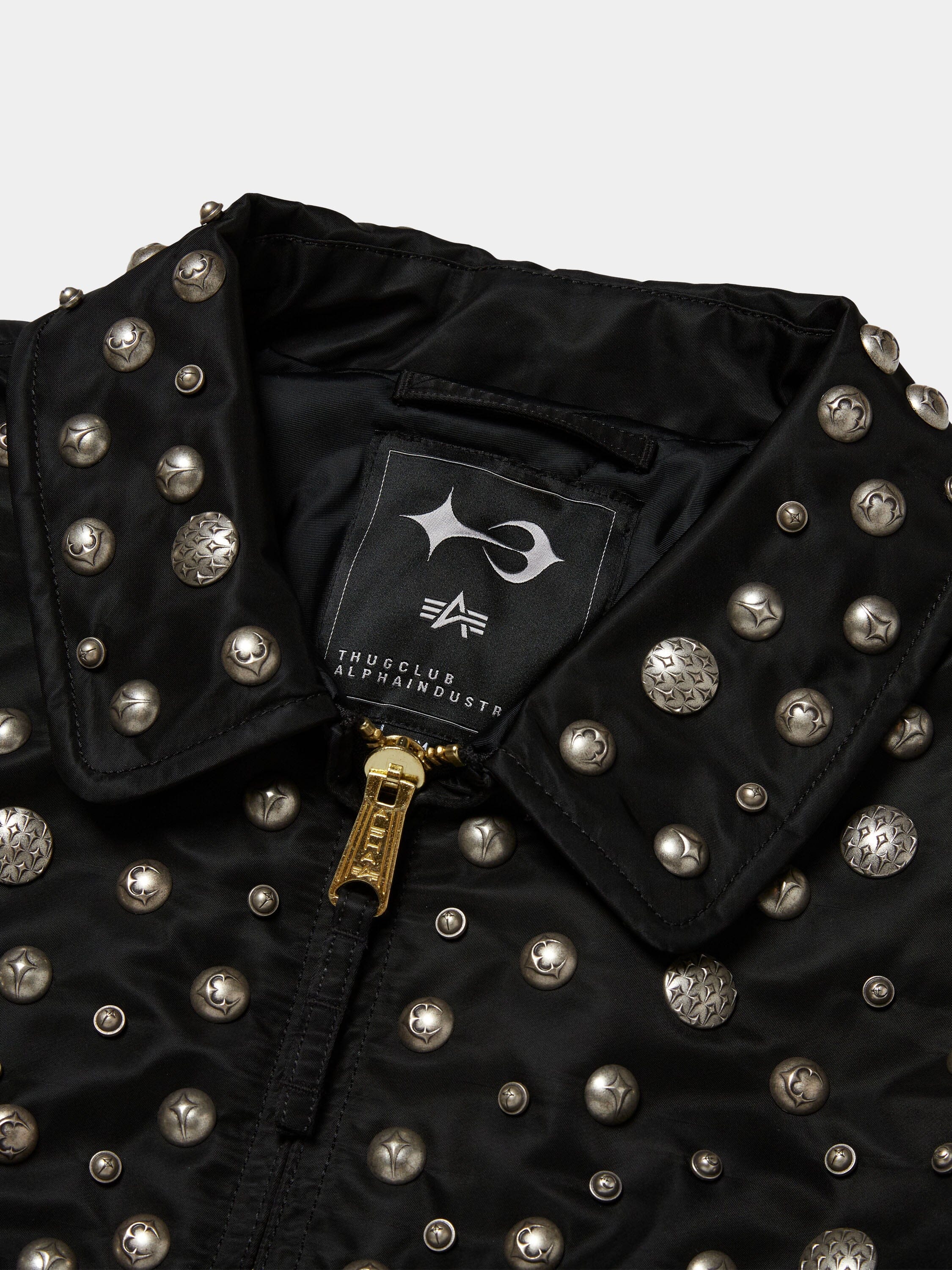 THUG CLUB X ALPHA CWU 45/P ALL OVER RIVET JACKET COLLAB Alpha Industries 