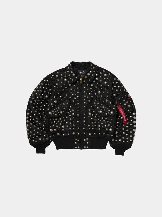 THUG CLUB X ALPHA CWU 45/P ALL OVER RIVET JACKET COLLAB Alpha Industries BLACK XS 