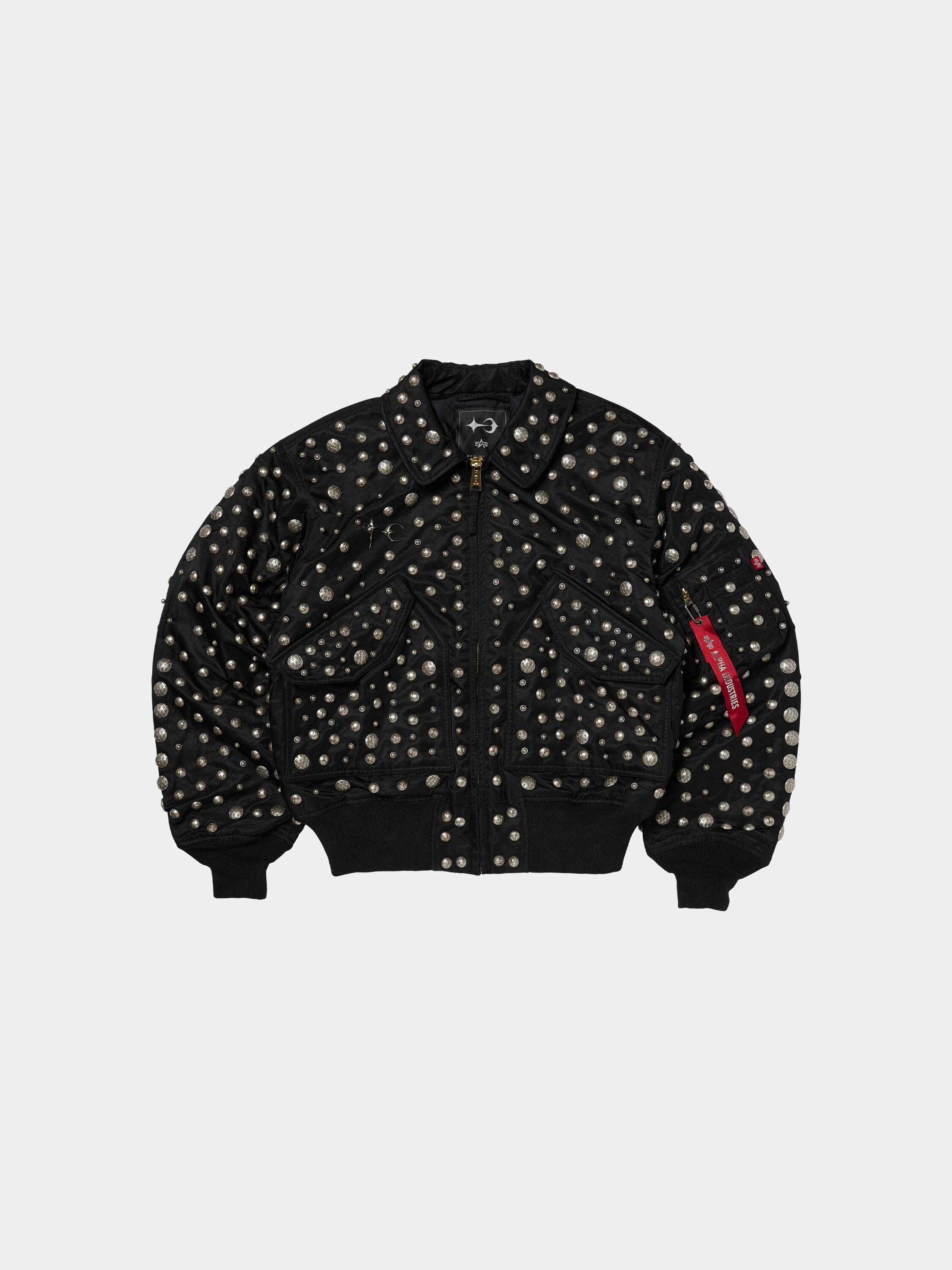 THUG CLUB X ALPHA CWU 45/P ALL OVER RIVET JACKET COLLAB Alpha Industries BLACK XS 