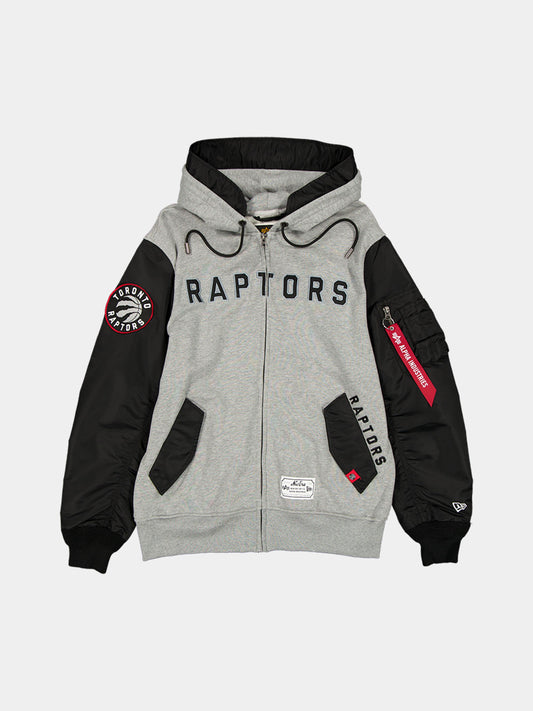 TORONTO RAPTORS X ALPHA X NEW ERA MA-1 ZIP UP HOODIE OUTERWEAR Alpha Industries BLACK S 