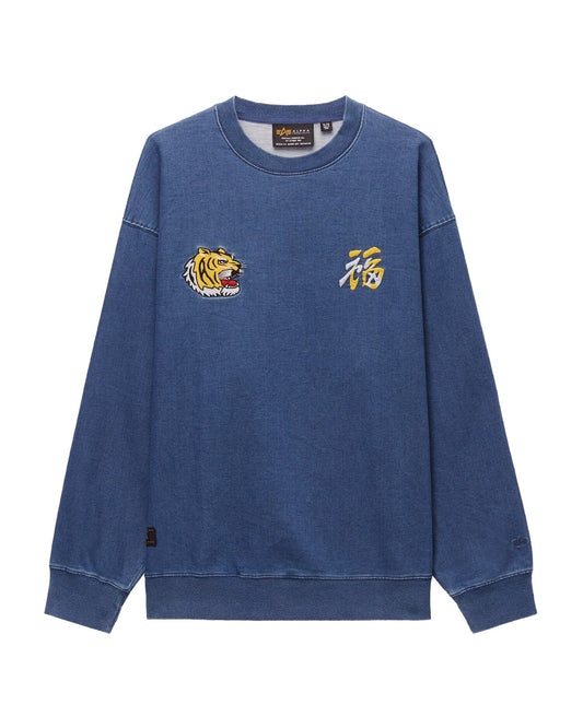 UNFRM EMBROIDERED CREWNECK TOP Alpha Industries REPLICA BLUE S 