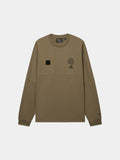 UNFRM LONG-SLEEVED GRAPHIC TEE TOP Alpha Industries TAN XS 