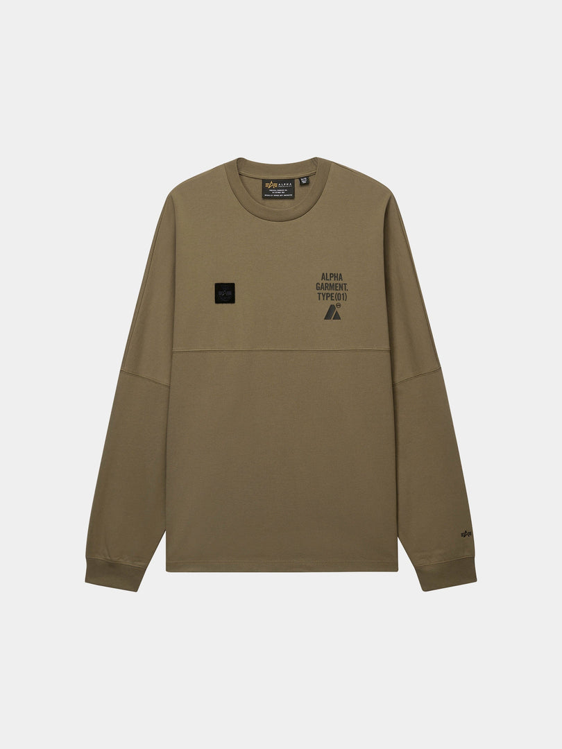UNFRM LONG-SLEEVED GRAPHIC TEE TOP Alpha Industries TAN XS 