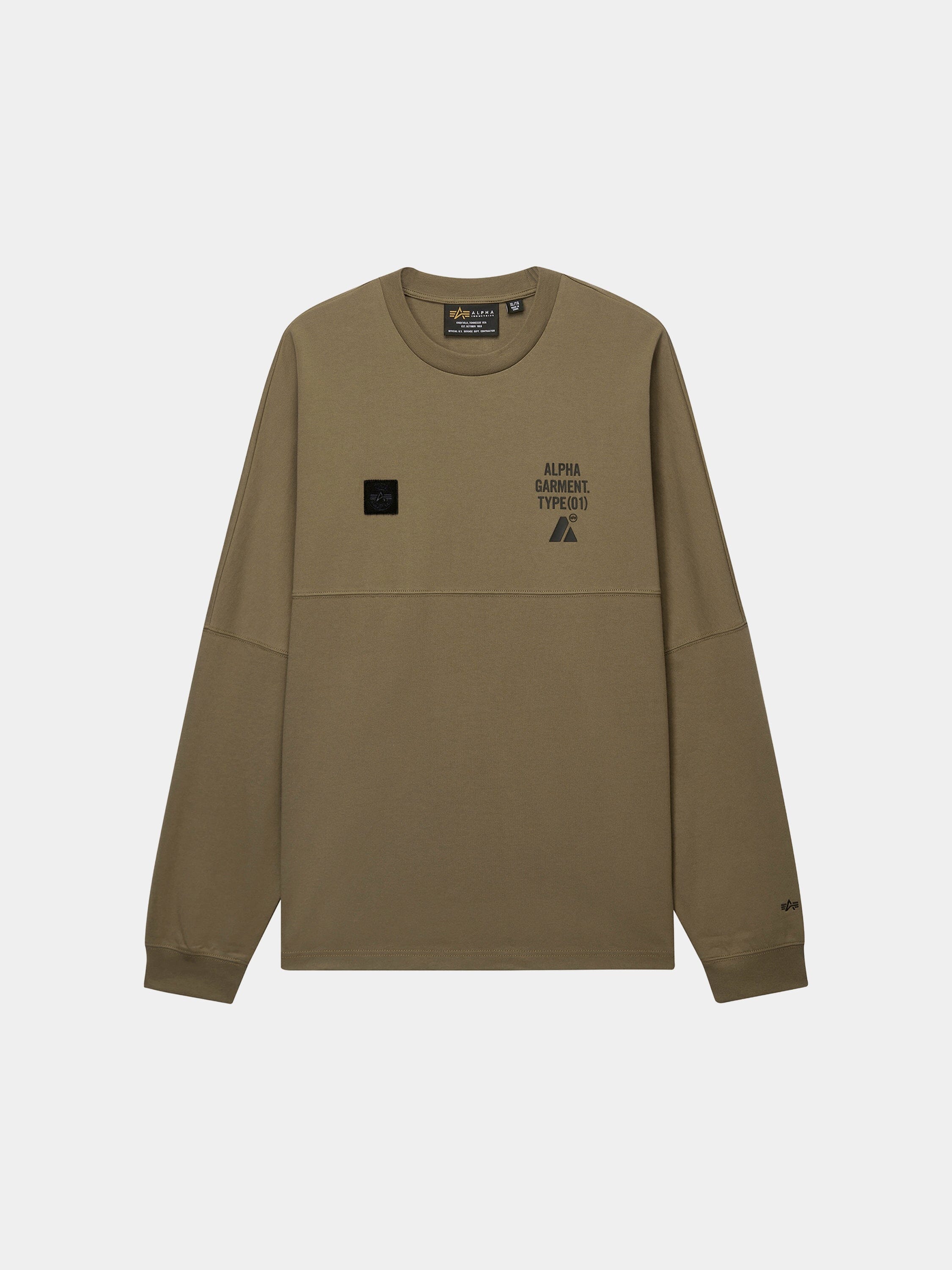 UNFRM LONG-SLEEVED GRAPHIC TEE TOP Alpha Industries TAN XS 
