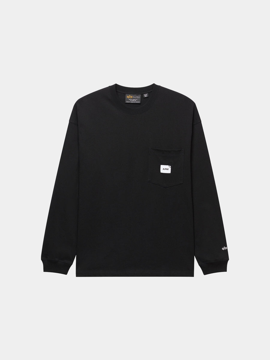 UNFRM LONG-SLEEVED POCKET T-SHIRT TOP Alpha Industries BLACK XS 