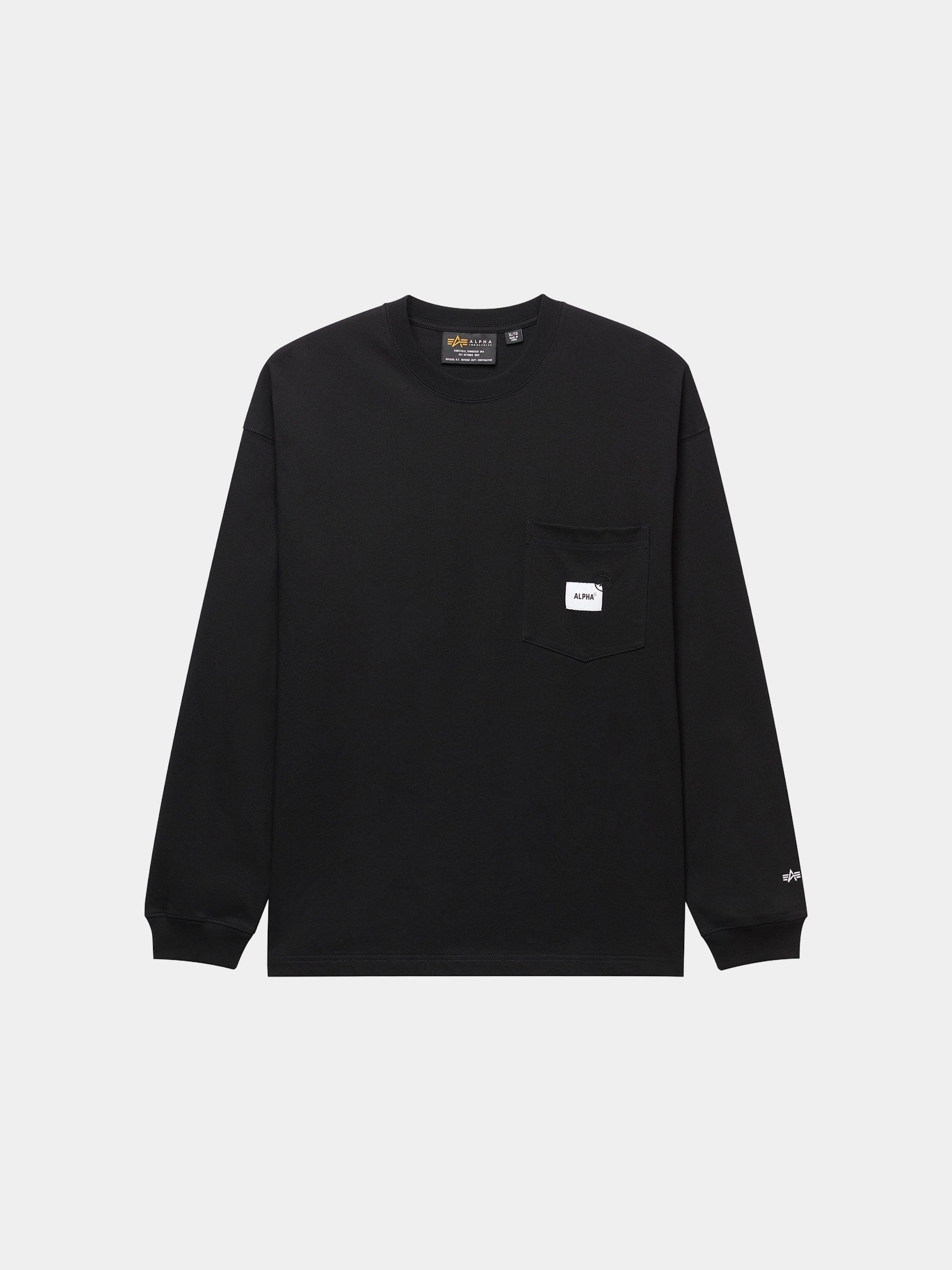 UNFRM LONG-SLEEVED POCKET T-SHIRT TOP Alpha Industries BLACK XS 