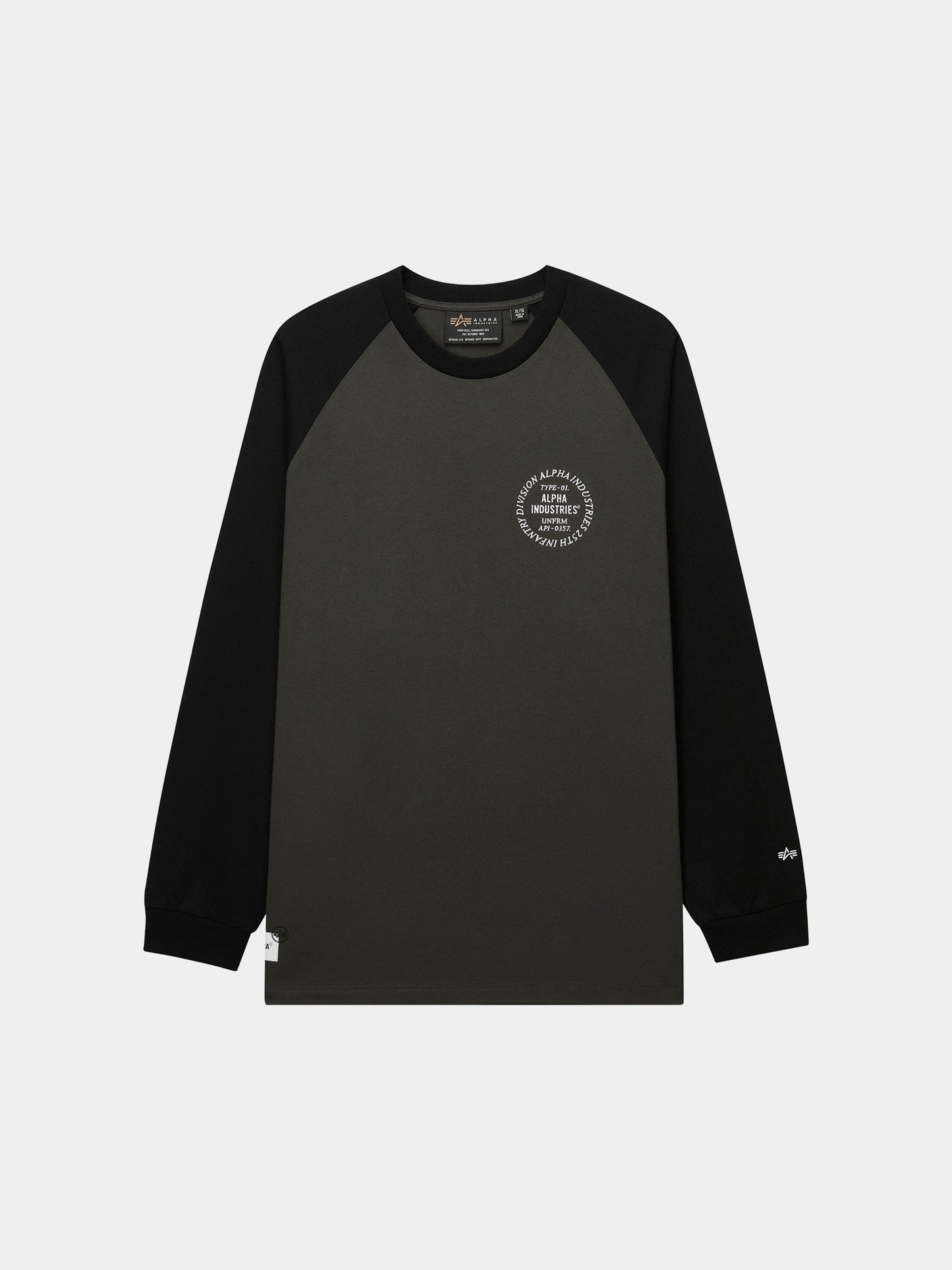 UNFRM LONG-SLEEVED RAGLAN T-SHIRT TOP Alpha Industries BLACK XS 