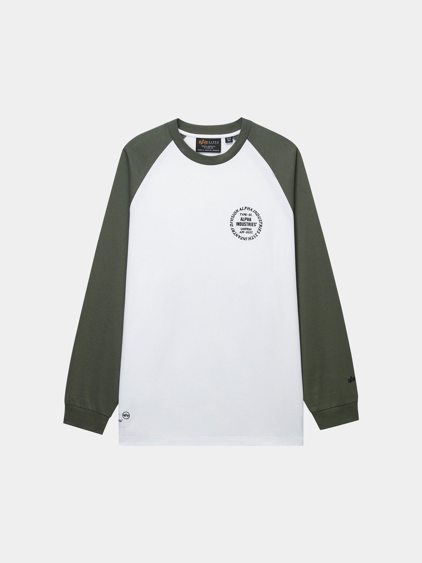 UNFRM LONG-SLEEVED RAGLAN T-SHIRT TOP Alpha Industries GREEN XS 